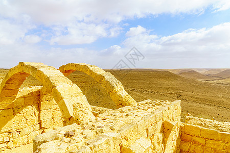 被毁坏的古老Nabataean城市阿夫达特建筑遗产文化寺庙柱子数据教会古董废墟建筑学图片