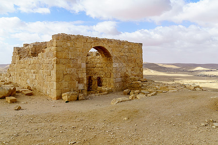 被毁坏的古老Nabataean城市阿夫达特纪念碑古董教会地标旅行国家历史柱子建筑石头图片