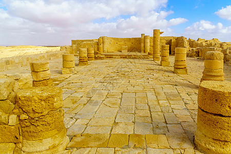 被毁坏的古老Nabataean城市阿夫达特建筑学内盖夫城堡历史建筑堡垒城市纪念碑废墟历史性图片
