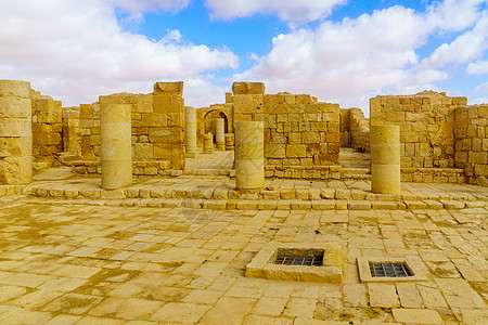被毁坏的古老Nabataean城市阿夫达特废墟文化国家历史建筑柱子沙漠堡垒建筑学旅行图片
