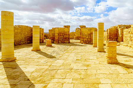 被毁坏的古老Nabataean城市阿夫达特数据岩石旅行教会寺庙城堡考古学文化纪念碑建筑图片