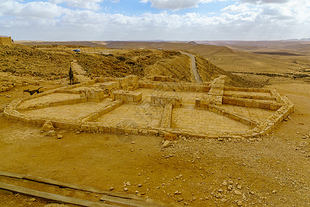 被毁坏的古老Nabataean城市阿夫达特内盖夫旅行教会城堡石头堡垒国家建筑学岩石城市图片