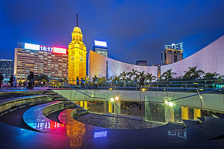 香港旧钟塔夜景台旅行观光遗产装置建筑地标历史性场景游客城市图片