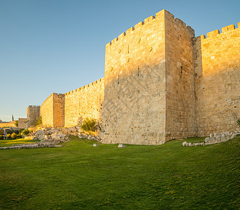 耶路撒冷旧城墙壁旅行日落长廊城堡堡垒景观历史考古学岩石旅游图片