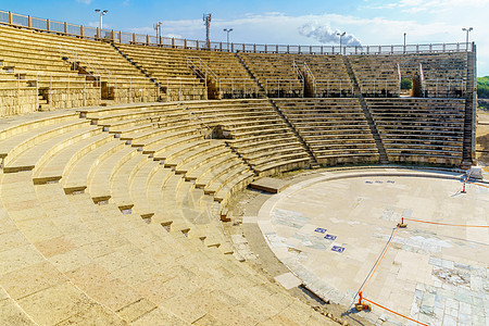 凯撒拉国家公园的罗马剧院海事城市遗迹海滩吸引力剧院旅游废墟纪念碑建筑学图片