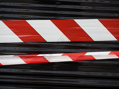 红色和白色屏障胶带警告尼龙工业路障安全危险塑料警察黑色障碍图片