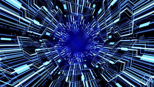 3D 抽象未来派数字电路板隧道 HUD 具有发光的浅蓝色振动色波背景 Ver幻影插图技术运动人工智能走廊管子墙纸互联网速度图片