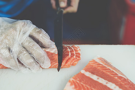 亚洲厨师切片 日食 生鱼肉木板鱼片盘子武士饮食美食餐厅服务厨房海鲜图片