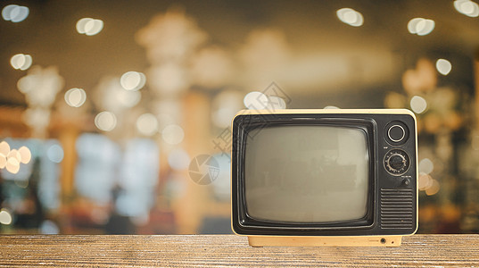 台面上的旧电视屏幕接收器 背景古典Vinta模拟关系广告手表视频宣传翻译渠道古董播送图片