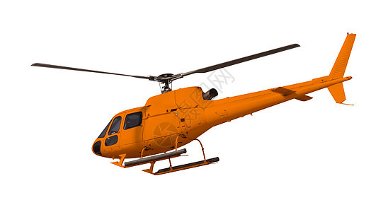 白上隔离的橙色直升机航空天空菜刀旅游转子旋转运输燃料飞行员旅行图片