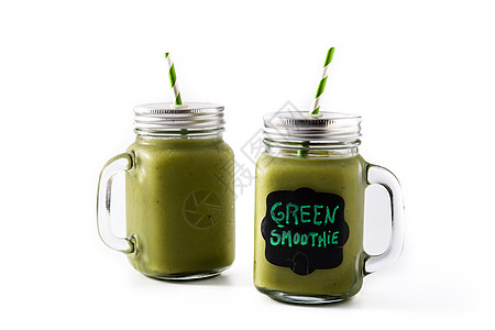 健康的绿色冰沙白色营养菠菜薄荷饮食蔬菜玻璃水果奇异果饮品图片