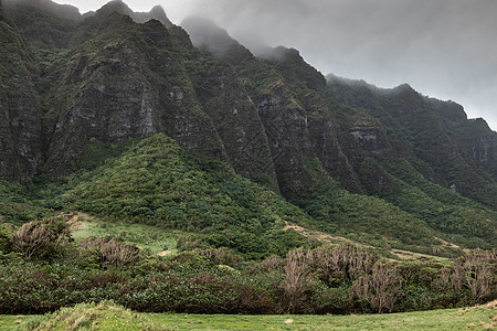 美国夏威夷的瓦胡(Oahu) 与Kuloa山谷相邻的高悬崖图片