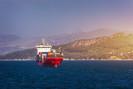集装箱货船 进口出口业务 物流和运货货物后勤航行商业海港商品船运港口加载货运图片