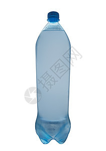 隔离的塑料水瓶空白蓝色矿物液体健康食物反射饮料苏打工作室图片