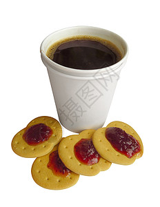 外卖纸纸咖啡杯和饼干饮料白色咖啡店纸板杯子棕色咖啡早餐塑料小样图片