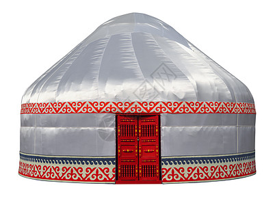 与世隔绝的哈萨克圆乡村旅行房子文化游牧民族帐篷国家住房圆形白色背景图片