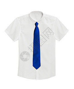 白衬衫 带蓝色领带白色衣服袖子男性商业空白口袋男人裙子背景图片