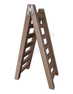 孤立的木阶梯工具梯子建筑楼梯棕色概念商业白色木头图片