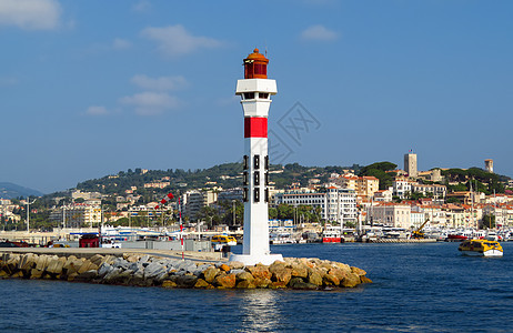 Cannes  灯塔石头地标旅游红色支撑旅行海岸建筑学港口安全图片