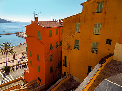 Menton  鲜艳多彩房屋的明亮外表建筑旅行大教堂房子街道建筑学历史性假期楼梯旅游图片