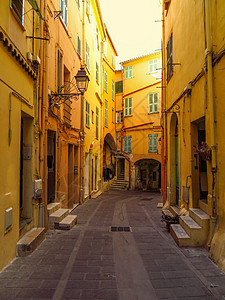 Menton  旧城镇建筑物视图旅行城市假期旅游蓝色建筑天空历史性街道楼梯图片