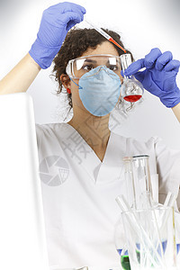 化验室吸管医生手套试管设备小瓶工作服液体防护眼镜化学品图片