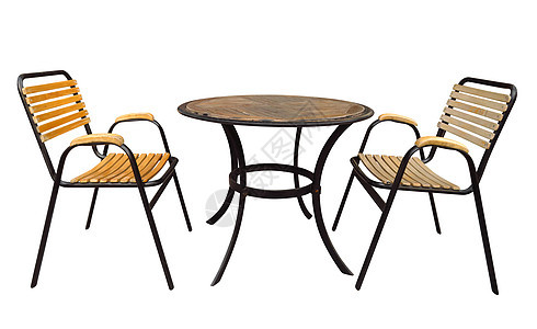 咖啡桌和椅子金属家庭木头咖啡店房间白色圆形厨房家具黑色图片