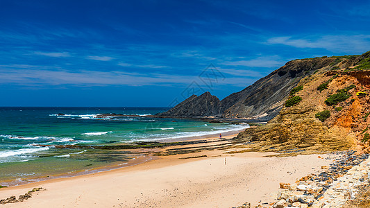 走向阿尔杰苏尔区海滩的Wooden步行道旅游海景沙丘海洋地标岩石风景悬崖日光浴海浪图片