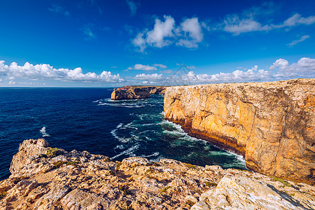 葡萄牙海岸 悬崖到大西洋 被带往萨格里斯岩石海洋海滩海岸线天空支撑旅行假期海浪海鸥图片