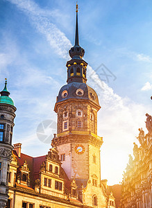 德国德累斯顿古城 历史与文化史上的历史风格旅游遗产市中心风景大教堂城市宫廷景观建筑图片