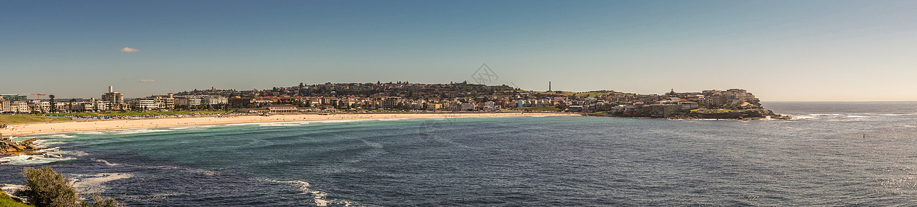 澳大利亚悉尼邦迪海滩和北岸的全景拍摄悬崖公园住房岩层公寓图片