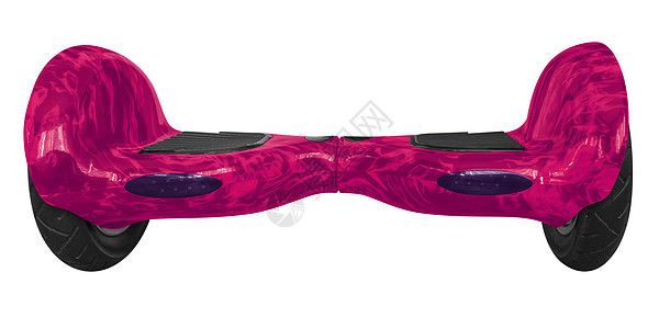 孤立的吉罗摩托车     粉红色青少年电气木板潮人滑板车工具电池运动平衡力量图片
