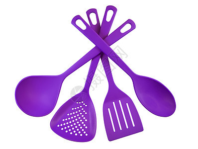 厨房用具  紫外线工具白色勺子精神厨具烹饪塑料紫色食物厨师图片
