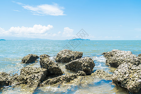 海滩和海洋景观 珊瑚礁岩石海滩珊瑚地平线波浪海岸牡蛎热带天空假期石头支撑图片