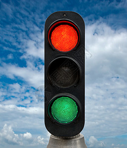 红灯和绿灯红色红绿灯黄色控制器天空警告蓝色路口信号运输图片