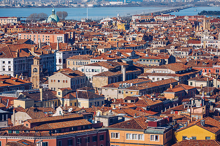威尼斯全景空中有红色屋顶 意大利维内托外观教会旅游景点历史性建筑学景观地标天空天际图片