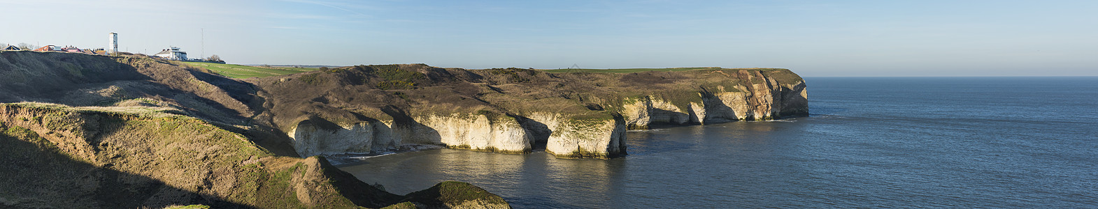 海平面地貌景象中的粉笔悬崖海景岩石侵蚀风景环境海岸沿海植被海湾地平线图片