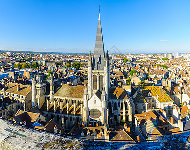 Dijon 历史中心的空中观景风景房子建筑学旅行阳光教会天际场景旅游贵妇人图片