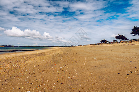 Landrezac海滩 Sarzeau Morbihan Britanny布列塔涅 Fran天空苔藓远足栅栏石头蓝色环境海洋人行图片