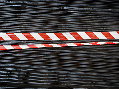 红色和白色屏障胶带塑料尼龙危险黑色路障工业警察警告安全磁带图片