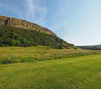 爱丁堡亚瑟的座位场景全景绿色公园图片