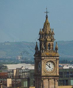 贝尔法斯特的艾伯特时钟纪念碑纪念馆建筑地标天空城市女王景观正方形建筑学图片