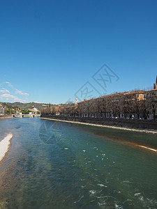 维罗纳的阿迪格河天际场景联盟全景图片