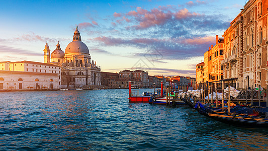 意大利威尼斯Sunrise的旅行城市建筑学运河地标阳光吸引力日落广场目的地图片