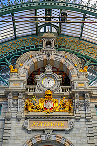 车站时钟比利时中心站高清图片