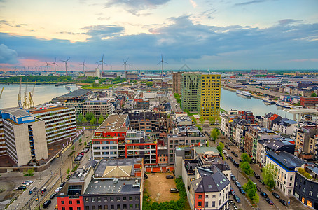 比利时安特卫普港德语旅行地标蓝色景观天际天线建筑学码头城市图片