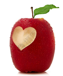 带有心脏形状的苹果重量宏观水果叶子午餐食物生态沙漠早餐饮食图片
