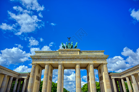 德国柏林勃兰登堡门纪念馆首都城市天空旅游柱子旅行雕像纪念碑吸引力图片