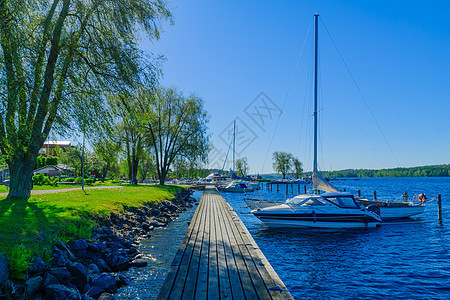 芬兰萨沃林纳湖 码头和船只城市天空旅行景观旅游图片