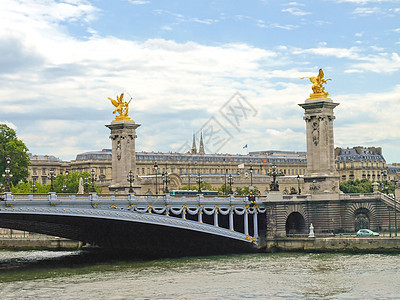 巴黎亚历山大三世桥艺术金子雕像城市场景建筑奢华纪念碑旅游建筑学图片